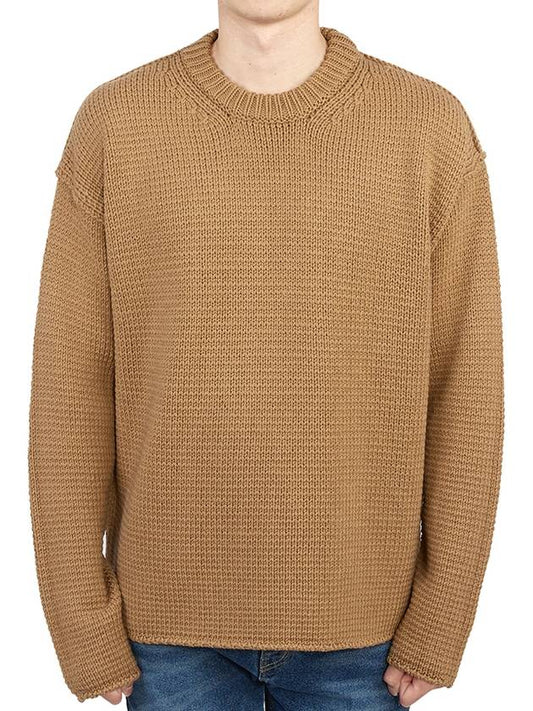 Crew Neck Wool Knit Top Camel - TEN C - BALAAN 2