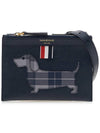 Document Holder Pebble Grain Hector Cross Bag Navy - THOM BROWNE - BALAAN 2