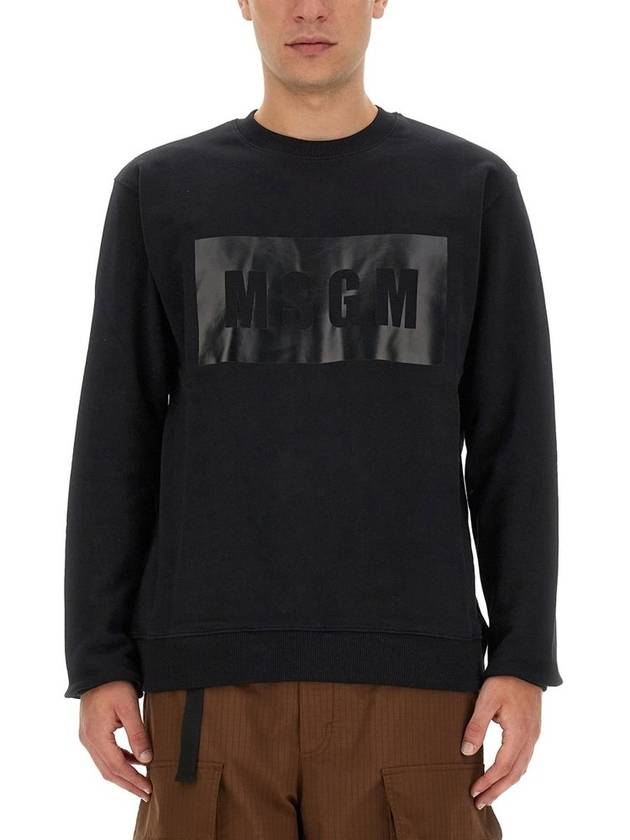 Box Logo Cotton Sweatshirt Black - MSGM - BALAAN 2