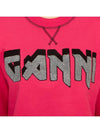 Women's Logo Print Organic Cotton Crop Sweatshirt Dark Pink - GANNI - BALAAN 9