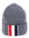 Striped Wool Beanie Gray - THOM BROWNE - BALAAN.