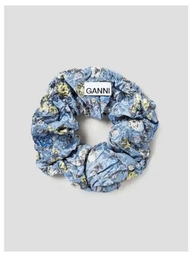 Crinkle satin scrunchie hair band sky blue domestic product GM0024090381186 - GANNI - BALAAN 1