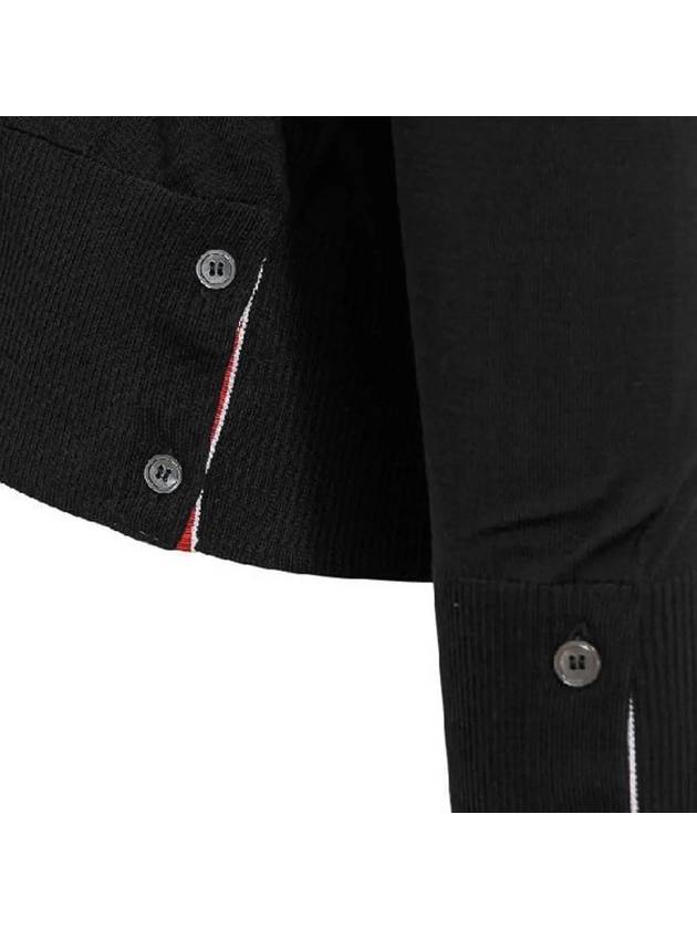 Men's Sustainable Classic Diagonal Wool Cardigan Black - THOM BROWNE - BALAAN 5