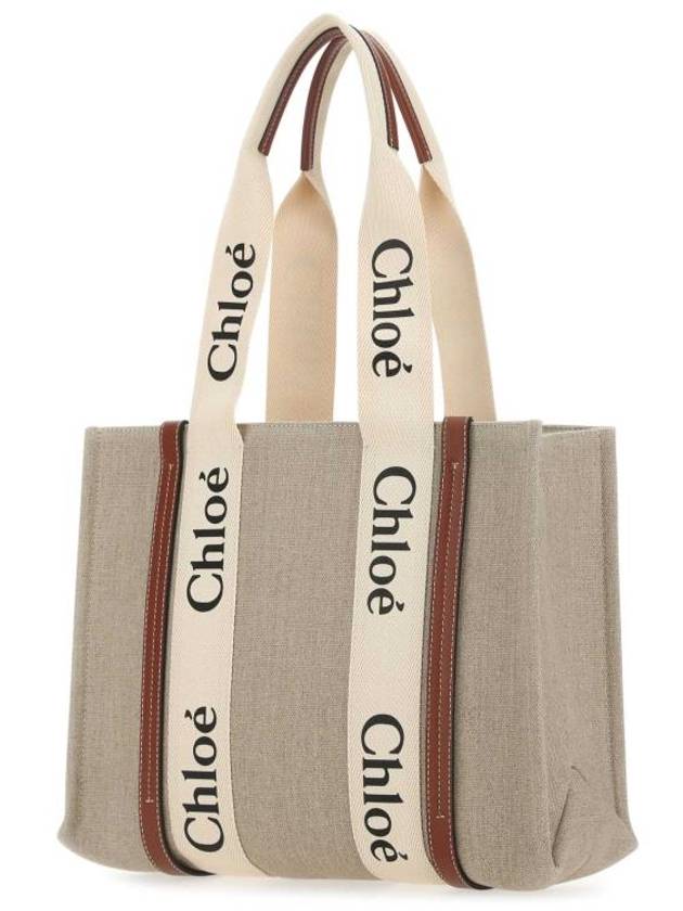 Woody Canvas Medium Tote Bag Brown - CHLOE - BALAAN 3