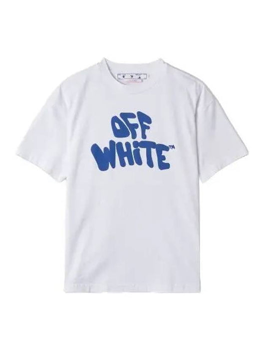 Graphic Logo Short Sleeve T Shirt White Blue Tee - OFF WHITE - BALAAN 1