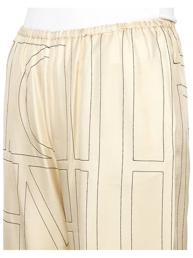 Silk Monogram Print Pyjamas Straight Pants Ivory - TOTEME - BALAAN 10