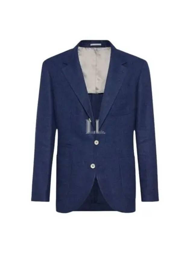 Linen Wool Blazer Jacket Blue - BRUNELLO CUCINELLI - BALAAN 2