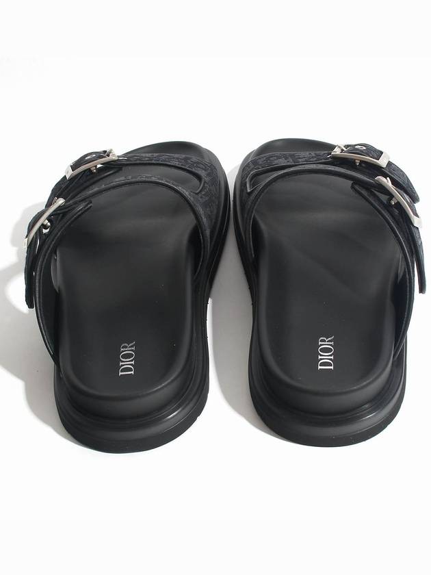 Men's Aqua Oblique Jacquard Sandals Black - DIOR - BALAAN 4