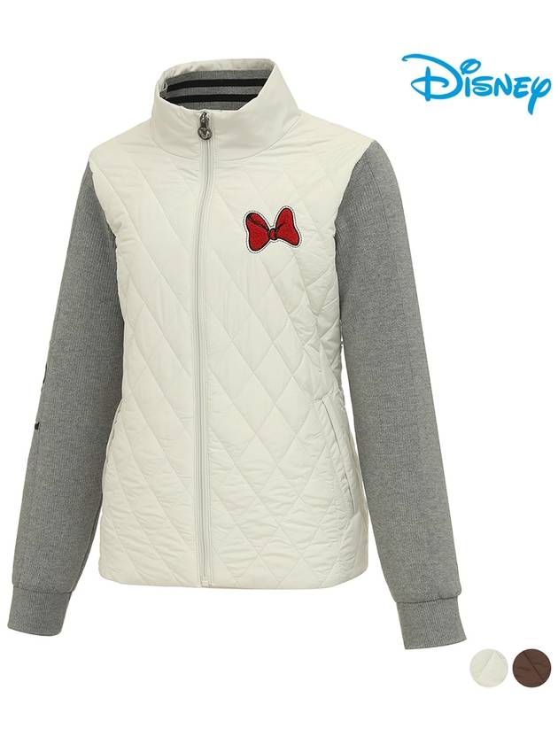 Women s lettering point color combination quilted zip up jumper DO3LJB006 - DISNEY GOLF - BALAAN 1