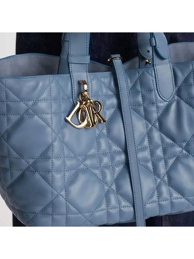 Toujours Macrocannage Calfskin Medium Tote Bag Denim Blue - DIOR - BALAAN 9