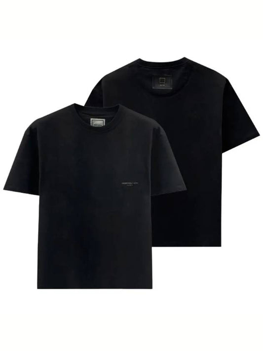 Leather Patch Round Short Sleeve T-Shirt Black Men's T-Shirt W241TS02716B - WOOYOUNGMI - BALAAN 1