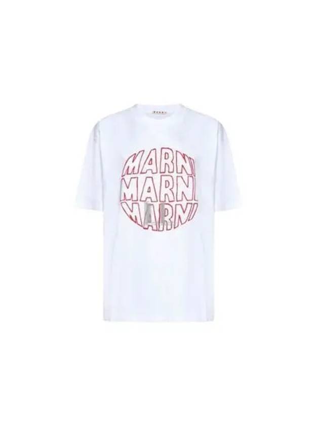 Logo Print Cotton Short Sleeve T-Shirt White - MARNI - BALAAN 2