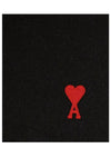 Small Heart Logo Wool Scarf Black - AMI - BALAAN 5