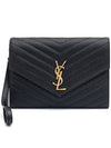 Grain De Poudre Cassandre Clutch Bag Black - SAINT LAURENT - BALAAN 2