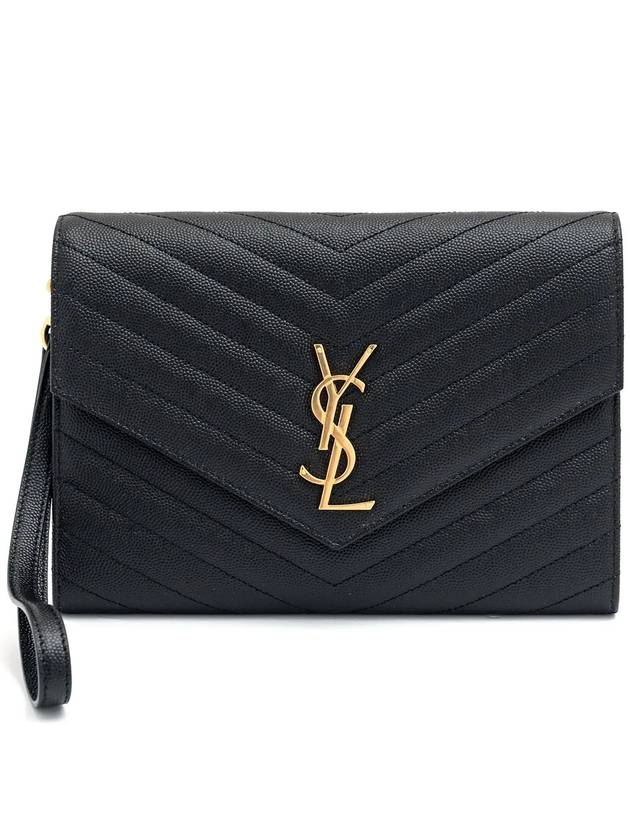 Grain De Poudre Cassandre Clutch Bag Black - SAINT LAURENT - BALAAN 3