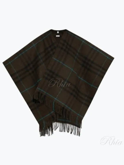 Check Wool Cashmere Cape Dark Brown - BURBERRY - BALAAN 2