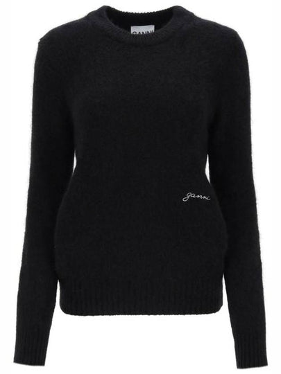 Alpaca Wool Blend Knit Top Black - GANNI - BALAAN 2