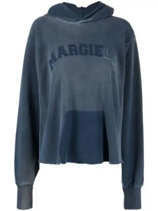 Logo Vintage Cotton Cropped Hoodie Blue - MAISON MARGIELA - BALAAN 2