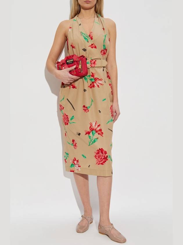 Moschino Dress With Floral Motif, Women's, Beige - MOSCHINO - BALAAN 2