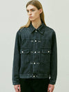 Rivet 2ND TYPE Washed Denim Trucker Jacket Black - KND - BALAAN 6