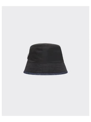 Re-Nylon Denim Bucket Hat Black Blue - PRADA - BALAAN 1