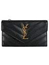 Cassandre Matelasse Fragment Emboss Leather Flap Card Wallet Black - SAINT LAURENT - BALAAN 2