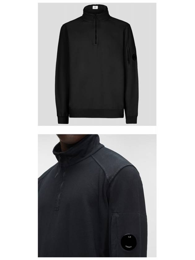 Lens Wappen Fleece Half Zip Up Sweatshirt Black - CP COMPANY - BALAAN 5