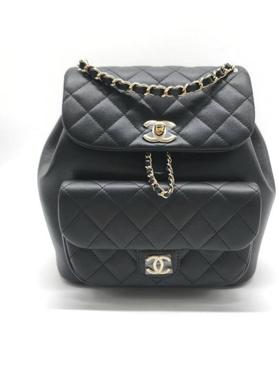 Duma Backpack Medium One Pocket Black Calfskin AS3618 - CHANEL - BALAAN 2