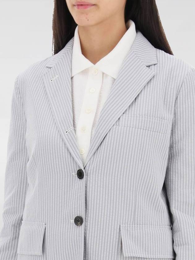 Striped Seersucker Single Breasted Blazer FBC900UF0600 - THOM BROWNE - BALAAN 4