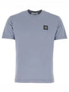 Logo Patch Short Sleeve T-Shirt Blue Grey - STONE ISLAND - BALAAN 2