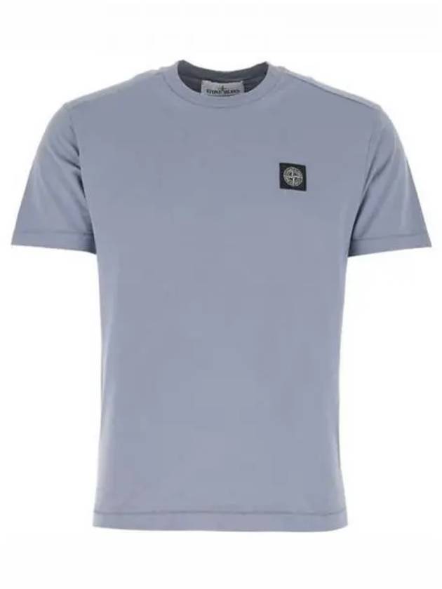 Logo Patch Short Sleeve T-Shirt Blue Grey - STONE ISLAND - BALAAN 2