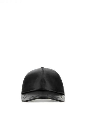 Triangular logo leather ball cap 271931 - PRADA - BALAAN 1