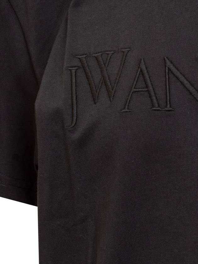 Embroidery Logo Cotton Short Sleeve T-Shirt Black - JW ANDERSON - BALAAN 4