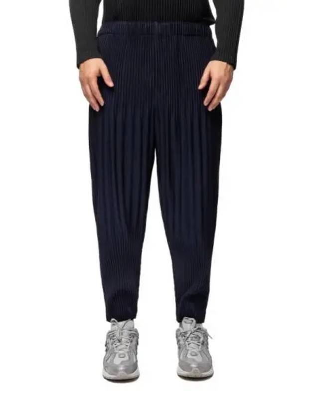 Basics Cropped Partial Pleated Track Pants Navy - ISSEY MIYAKE - BALAAN 2