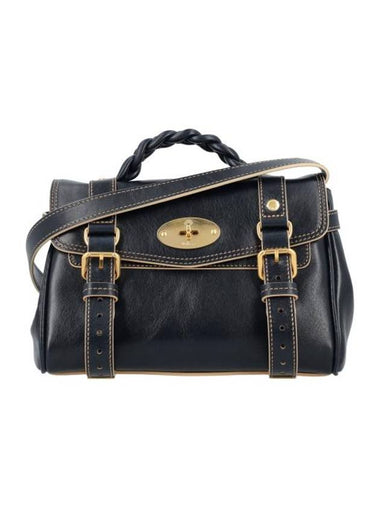 Contrast Raw Edge Mini Alexa Tote Bag Dark Navy - MULBERRY - BALAAN 1