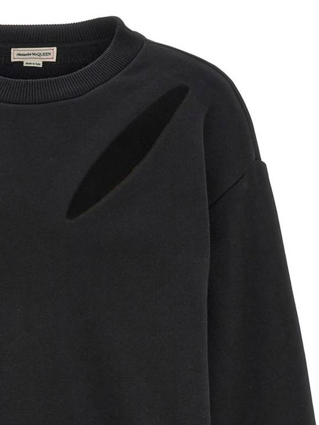 Cutout Detail Round Neck Sweatshirt Black - ALEXANDER MCQUEEN - BALAAN 4