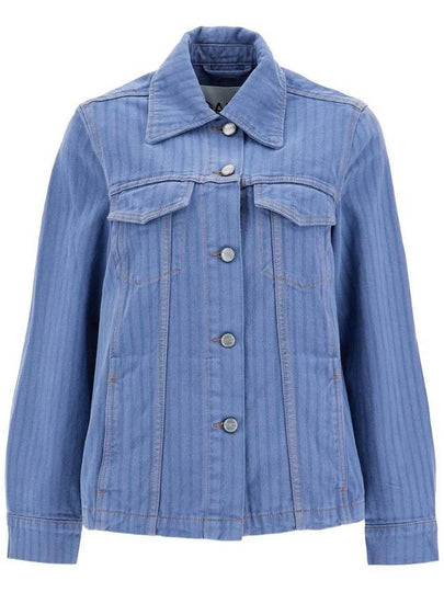 Stripe Overdyed Denim Jacket Blue - GANNI - BALAAN 2