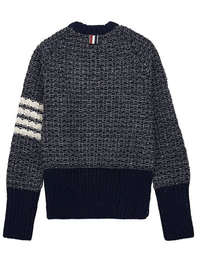 Tuck Stitch Raglan Sleeve Crew Neck Knit Top Navy - THOM BROWNE - BALAAN 3