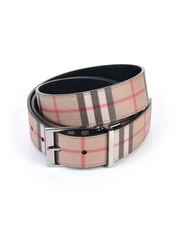 Vintage Check Reversible Leather Belt Beige - BURBERRY - BALAAN.