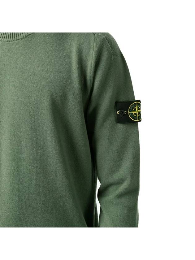 Stretch Wool Crewneck Knit Top Khaki - STONE ISLAND - BALAAN 5