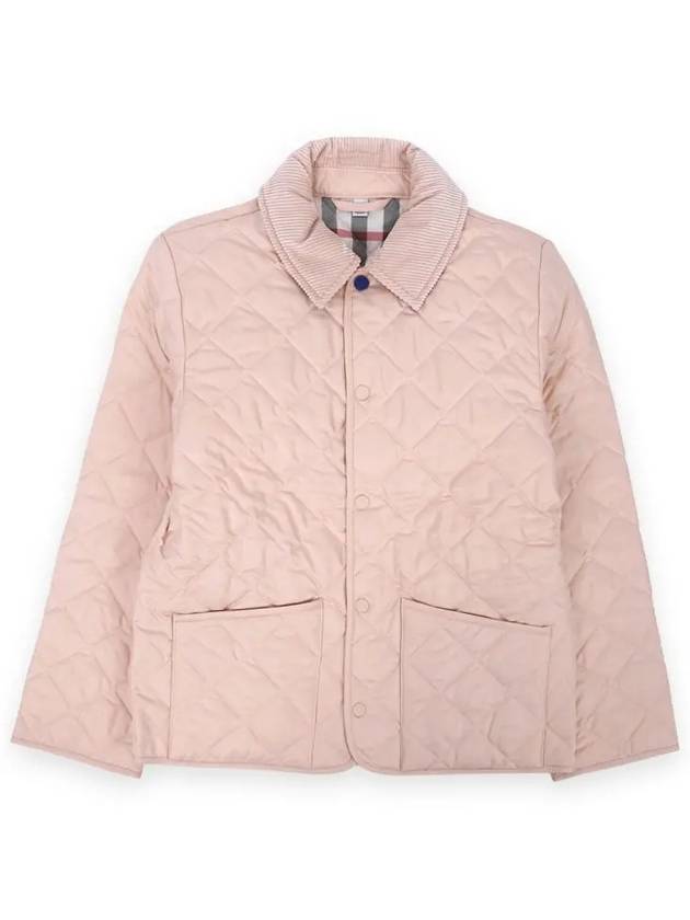 Kids Corduroy Collar Diamond Quilted Jacket Pink - BURBERRY - BALAAN 3