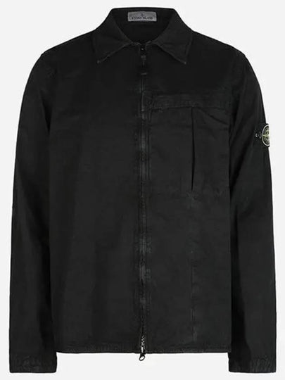 Organic Cotton Shirt Zip Up Jacket Black - STONE ISLAND - BALAAN 2