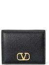 Compact V Logo Signature Calfskin Half Wallet Black - VALENTINO - BALAAN 2