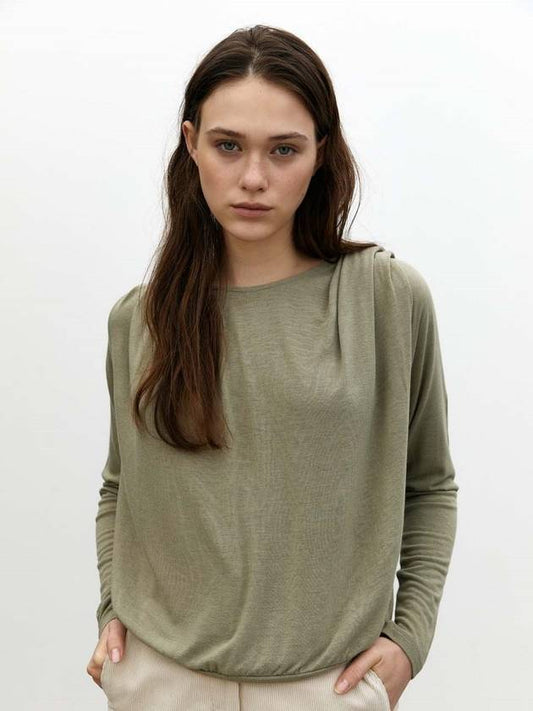 Wishpearl Draped Jersey Long Sleeve T-Shirt Avocado Green - KILHOUETTE - BALAAN 2