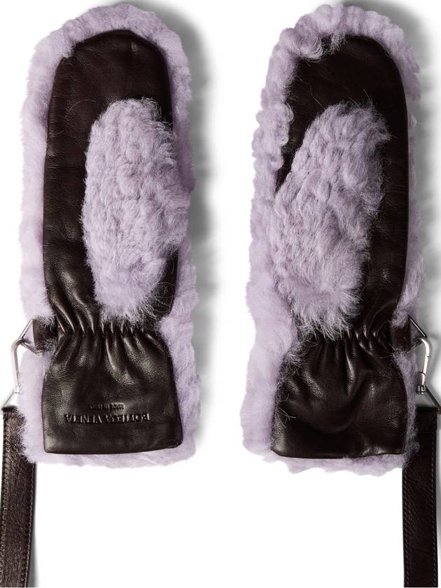 Teddy Shearling And Leather Logo Gloves - BOTTEGA VENETA - BALAAN 3