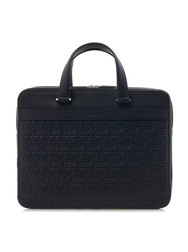 Gancini Embossed Brief Case Black - SALVATORE FERRAGAMO - BALAAN 1