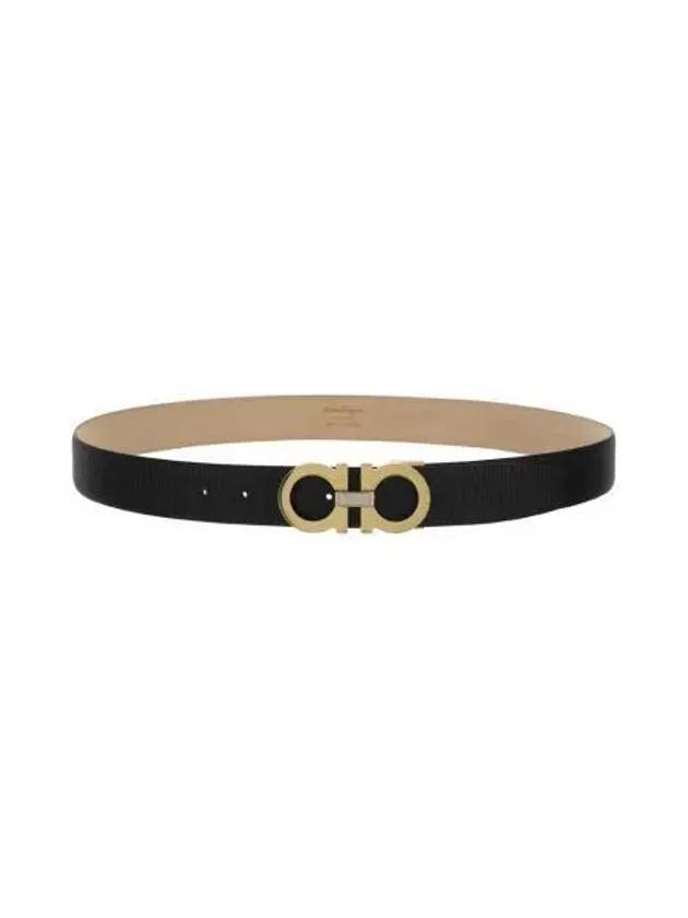 Reversible Gancini Leather Belt Black - SALVATORE FERRAGAMO - BALAAN 2