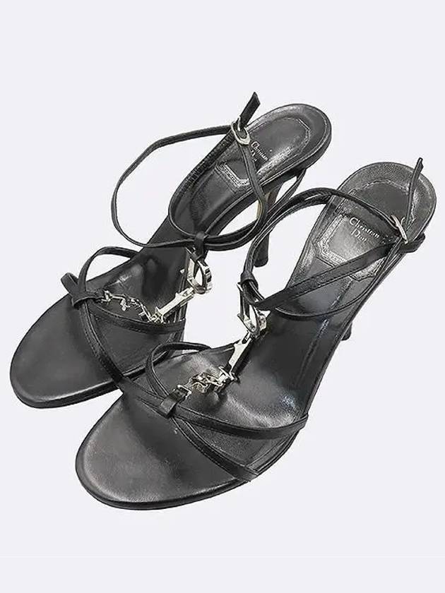 Black leather silver logo decoration women s sandals pumps shoes - DIOR - BALAAN 5