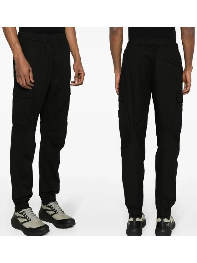 Stretch Cotton Tela Paracadute Cargo Straight Pants Black - STONE ISLAND - BALAAN 2