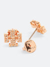 Crystal Logo Stud Earrings Rose Gold - TORY BURCH - BALAAN 3